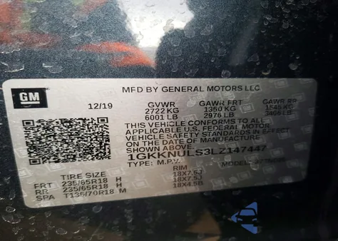 2020 GMC Acadia Slt z USA, uszkodzony, nr VIN 1GKKNULS3LZ147447